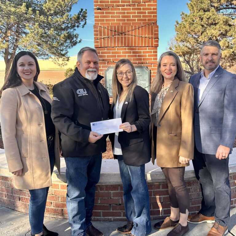 Panhandle State Foundation - pictured left to right - Carrie Sanders, CSCF Executive Director; Alan Manning, Three Corners Connector Project Communications Specialist; Chyanna Black, Executive Director of Panhandle State Foundation; Dr. Julie Dinger, President OPSU; Dr. Ryan Blanton, Vice President of Advancement